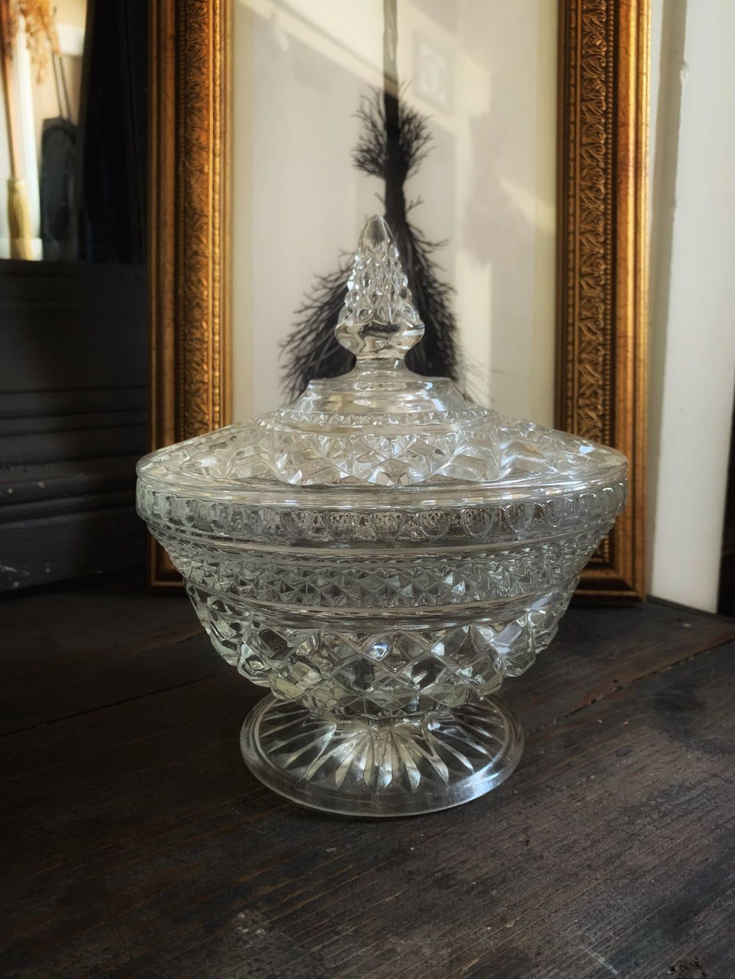 Antique Crystal Glass Offering Bowl